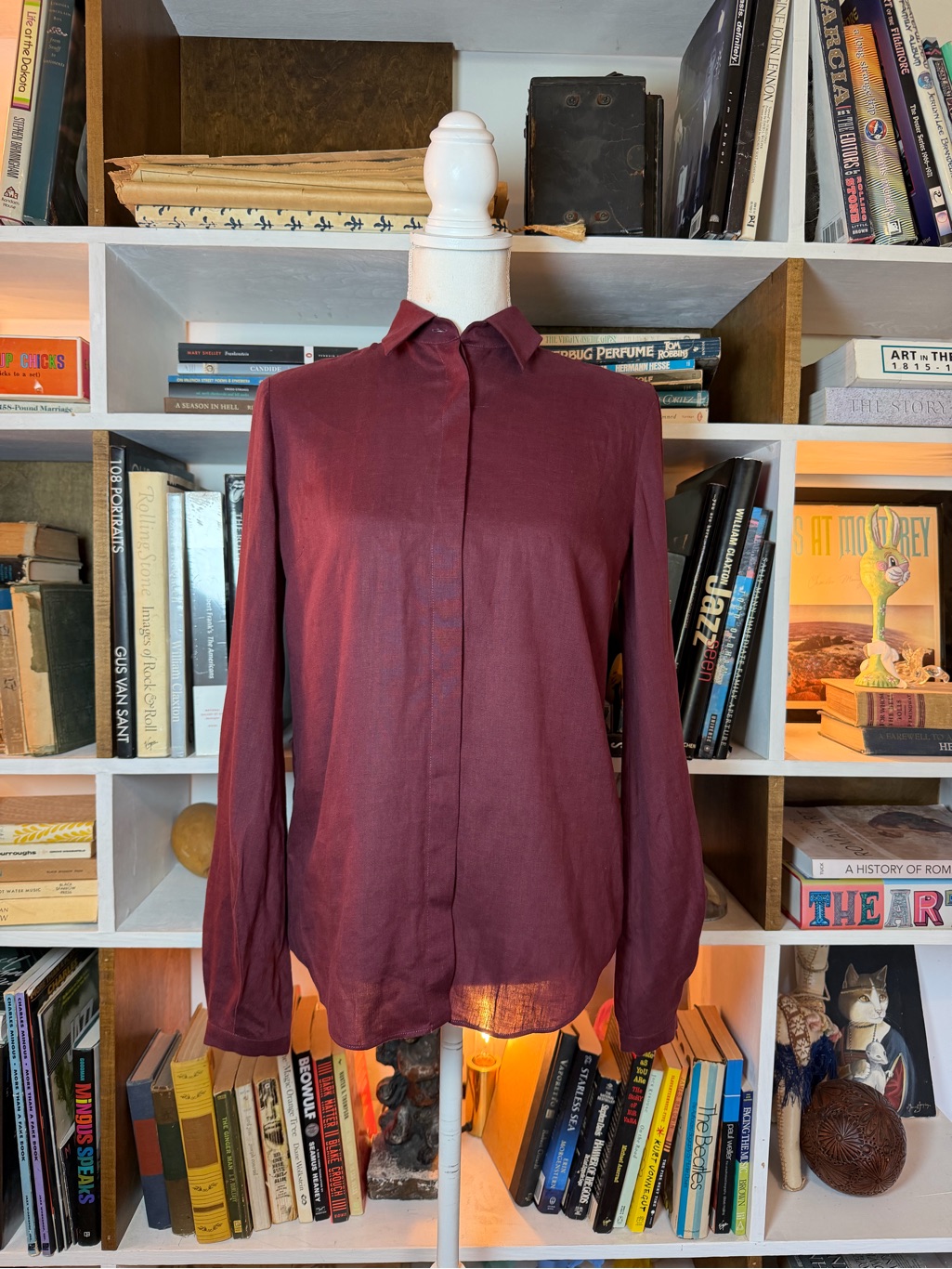 Gabriela Hearst Burgundy Button-Down Shirt
